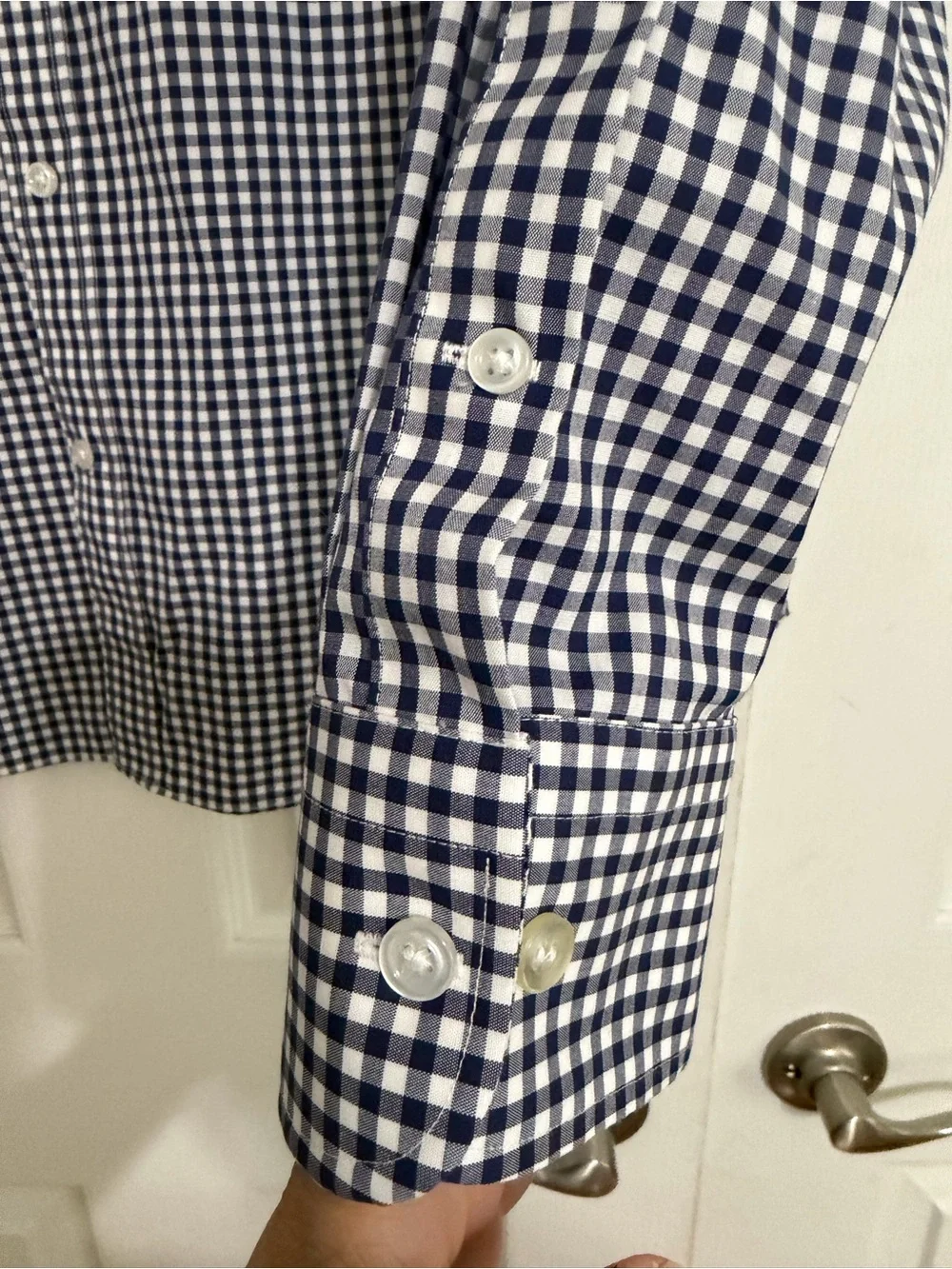 J‎ crew button down blue white checkered slim fit button down shirt  XL classic